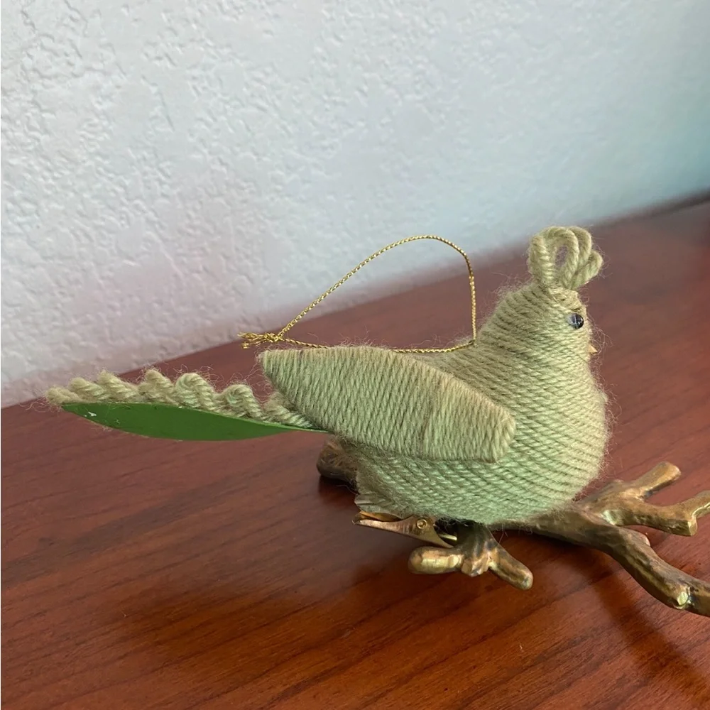 Green Yarn Bird Ornament